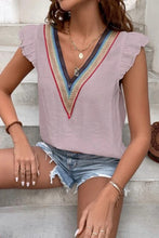 Load image into Gallery viewer, Full Size Ruffled V-Neck Cap Sleeve Blouse
