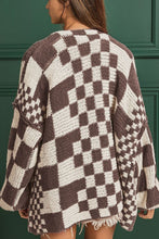 Load image into Gallery viewer, Checkered Open Front Long Sleeve Cardigan