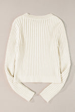 Load image into Gallery viewer, Cable-Knit Round Neck Long Sleeve Sweater