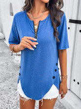 Load image into Gallery viewer, Half Zip Half Sleeve T-Shirt
