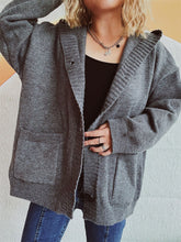 Load image into Gallery viewer, Dropped Shoulder Long Sleeve Hooded Cardigan