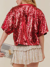 Load image into Gallery viewer, Sequin Bow Graphic Round Neck Half Sleeve T-Shirt