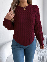 Load image into Gallery viewer, Asymmetric Hem Round Neck Long Sleeve Sweater
