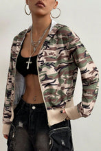 Load image into Gallery viewer, Pocketed Camouflage Zip Up Hooded Jacket