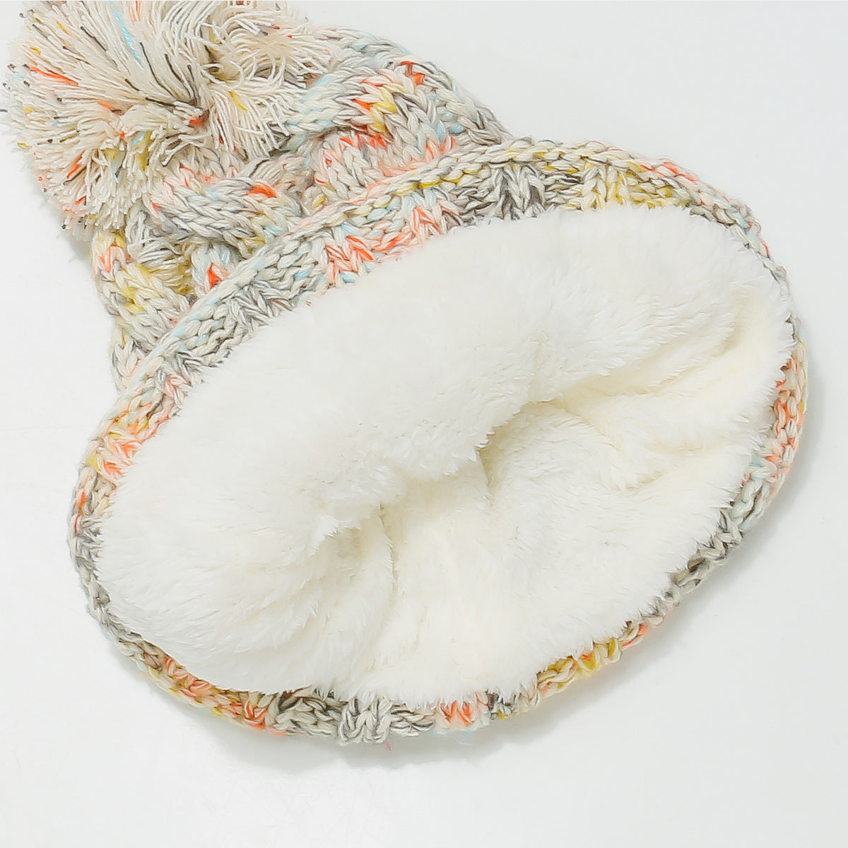 Load image into Gallery viewer, Contrast Cable-Knit Hat with Pompom