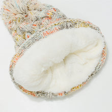 Load image into Gallery viewer, Contrast Cable-Knit Hat with Pompom