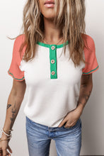 Load image into Gallery viewer, Color Block Round Neck Short Sleeve T-Shirt