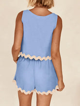 Load image into Gallery viewer, Contrast Rickrack Trim Sleeveless Top and Shorts Set