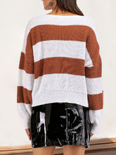 Load image into Gallery viewer, Perfee Color Block Dropped Shoulder Long Sleeve Sweater