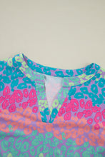 Load image into Gallery viewer, Plus Size Leopard Notched Long Sleeve Blouse