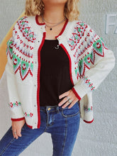 Load image into Gallery viewer, Contrast Geometric Round Neck Long Sleeve Cardigan
