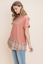 Load image into Gallery viewer, Cotton Bleu by Nu Lab Plaid Contrast Short Sleeve T-Shirt