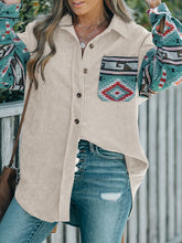 Load image into Gallery viewer, Perfee Pocketed Geometric Collared Neck Shacket