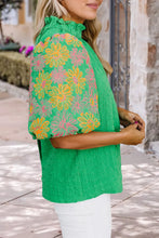 Load image into Gallery viewer, Frill Mock Neck Puff Sleeve Blouse