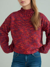 Load image into Gallery viewer, Heathered Turtleneck Dropped Shoulder Sweater