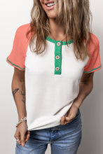 Load image into Gallery viewer, Color Block Round Neck Short Sleeve T-Shirt