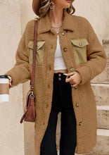 Load image into Gallery viewer, Collared Neck Long Sleeve Longline Teddy Jacket