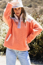 Load image into Gallery viewer, Contrast Half Zip Long Sleeve Sweatshirt