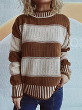 Load image into Gallery viewer, Contrast Round Neck Long Sleeve Sweater