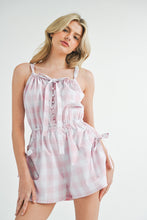 Load image into Gallery viewer, MABLE Plaid Sleeveless Button Down Romper