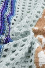 Load image into Gallery viewer, Leopard Striped Round Neck Crochet Knit Top