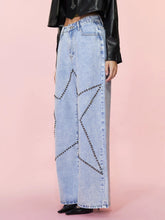 Load image into Gallery viewer, Studded Star Straight Jeans with Pockets