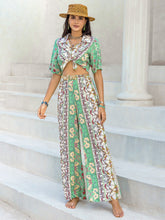 Load image into Gallery viewer, Printed Half Sleeve Top and Wide Leg Pants Set