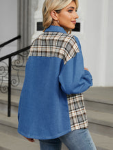 Load image into Gallery viewer, Plaid Button Up Long Sleeve Denim Jacket