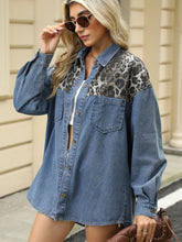 Load image into Gallery viewer, Leopard Button Up Long Sleeve Denim Jacket