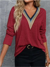 Load image into Gallery viewer, V-Neck Long Sleeve T-Shirt