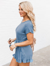 Load image into Gallery viewer, Ruffled Boat Neck Short Sleeve Romper