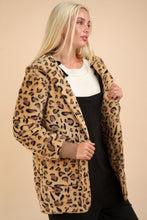 Load image into Gallery viewer, VERY J Fuzzy Leopard Long Sleeve Hooded Jacket