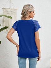 Load image into Gallery viewer, Lace Detail Round Neck Short Sleeve T-Shirt