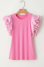 Load image into Gallery viewer, Ruffled Round Neck Cap Sleeve Top