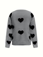 Load image into Gallery viewer, Valentine’s Day Heart Round Neck Long Sleeve Sweater