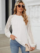 Load image into Gallery viewer, Round Neck Lace Long Sleeve Top