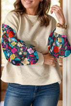 Load image into Gallery viewer, Plus Size Texture Printed Round Neck Long Sleeve Blouse