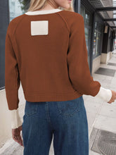 Load image into Gallery viewer, Contrast Button Up Long Sleeve Cardigan