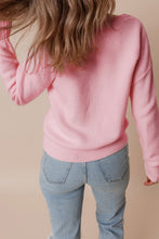 Load image into Gallery viewer, Crochet Flower Round Neck Dropped Shoulder Sweater
