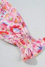 Load image into Gallery viewer, Printed Round Neck Flounce Sleeve Sweater