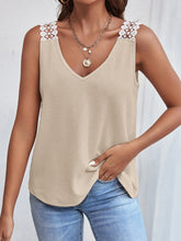 Load image into Gallery viewer, Lace Detail Waffle-Knit V-Neck Tank