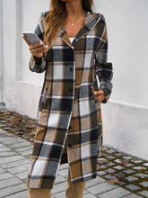 Load image into Gallery viewer, Plaid Long Sleeve Hooded Coat