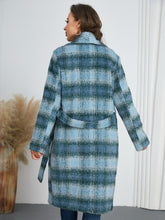 Load image into Gallery viewer, Plaid Tie Waist Long Sleeve Coat