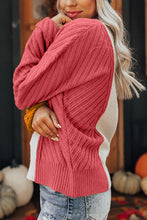 Load image into Gallery viewer, Color Block Textured Drop Shoulder Sweater