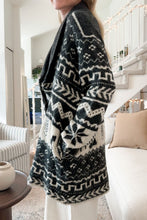 Load image into Gallery viewer, Snowflakes Collared Neck Long Sleeve Cardigan