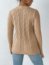 Load image into Gallery viewer, Cable-Knit Round Neck Long Sleeve Sweater