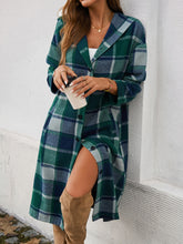 Load image into Gallery viewer, Plaid Long Sleeve Hooded Coat