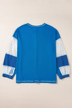 Load image into Gallery viewer, Lace Patchwork Sleeve Stitching V Neck Top
