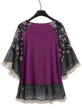 Load image into Gallery viewer, Full Size Frill Printed Round Neck Half Sleeve Blouse