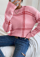 Load image into Gallery viewer, Contrast Round Neck Long Sleeve Sweater